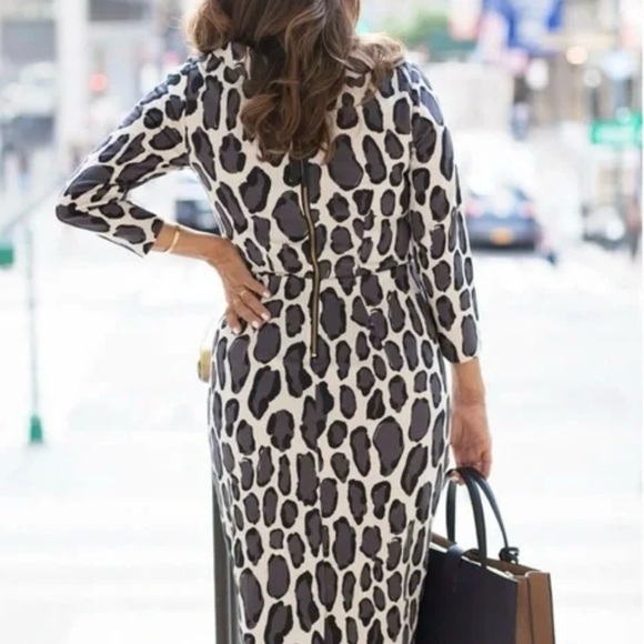 Boden Marisa Leopard print 3/4 sleeve sheath dress size 8 - Picture 16 of 16